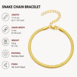 18K Gold Plated Snake Chain Bracelet - Image 2
