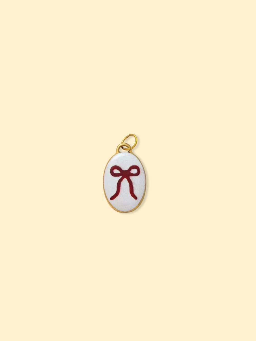 Ribbon Oval Charm Pendant 14K Gold Plated Alloy