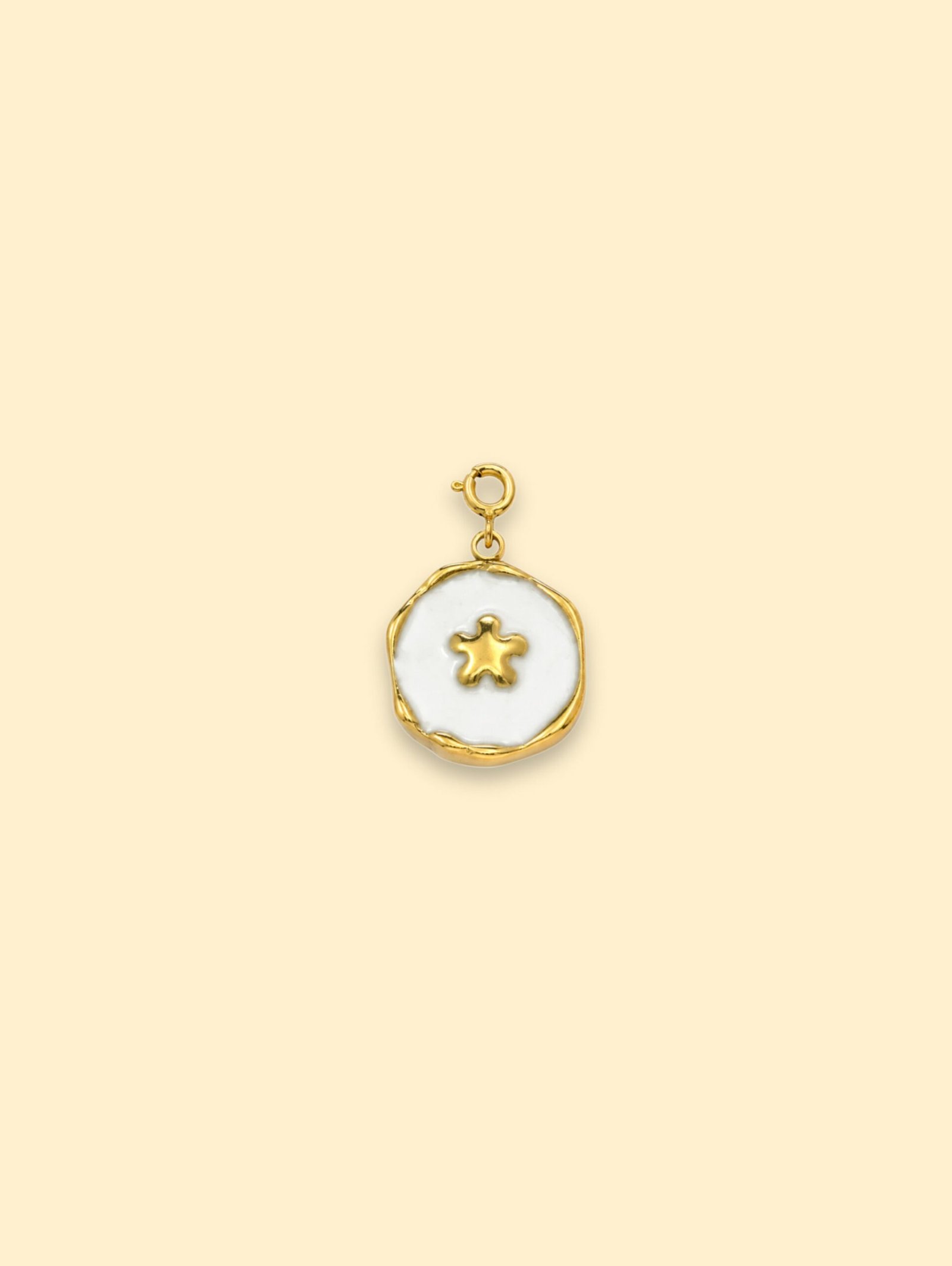 2DEEF24B-289B-44E7-9261-9505F3A6BDAC-1 White Star Charm (Interchangeable) – 18K Gold Plated Stainless Steel - Image 1