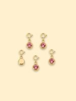Pink Crystal Charm | 18K Gold Plated Stainless Steel
