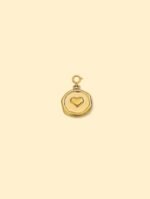 18K Gold Plated Heart Coin Charm Pendant Stainless Steel Anti Tarnish
