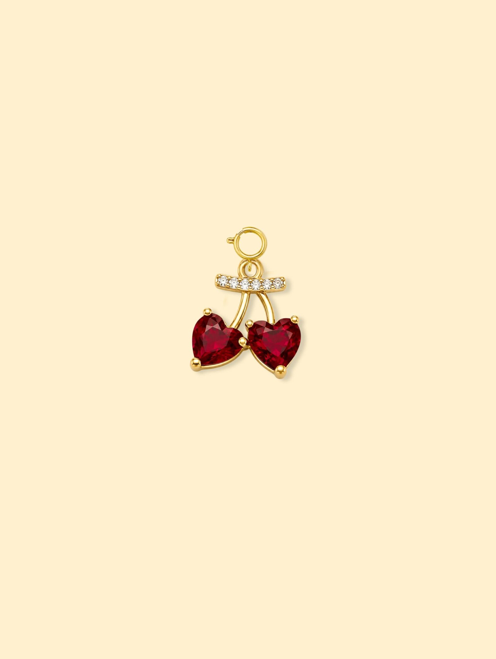 30885230-6EA3-484F-AF5E-22324C38193B-2 Double Cherry Charm Pendant 14k Gold Plated Copper - Image 1