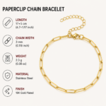 18K Gold Plated Paperclip Chain Bracelet - Image 2