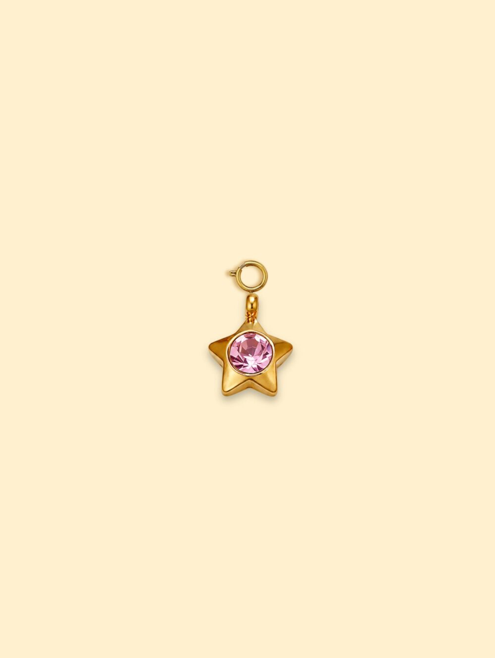 Pink Crystal Star Charm Pendant | 18K Gold Plated Stainless Steel
