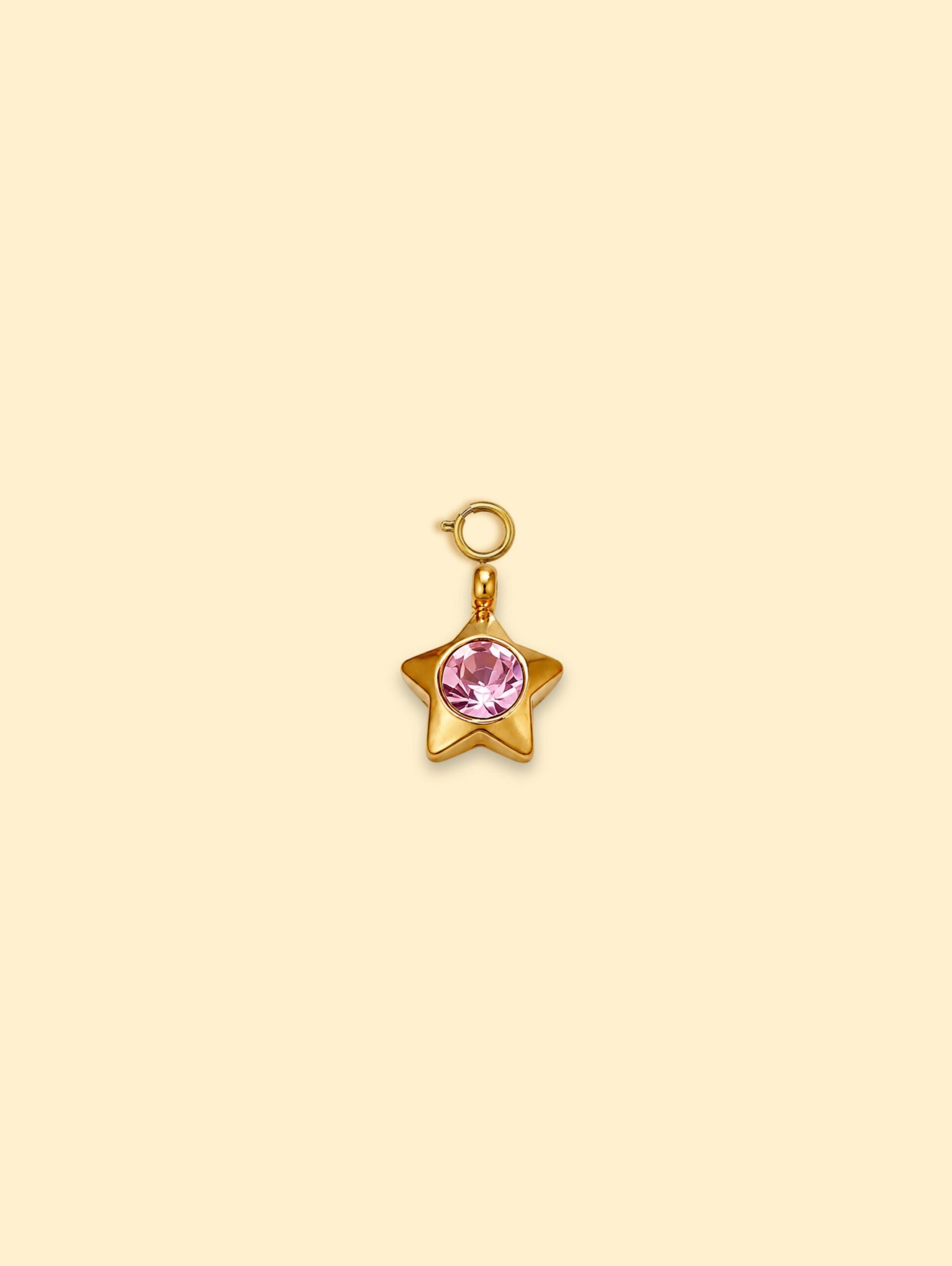 3A8482B5-E4CE-4258-8552-0555E3D87F86-1 Pink Crystal Star Charm Pendant | 18K Gold Plated Stainless Steel - Image 1
