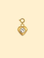 Crystal Diamond Heart Charm 18K Gold Plated Stainless Steel