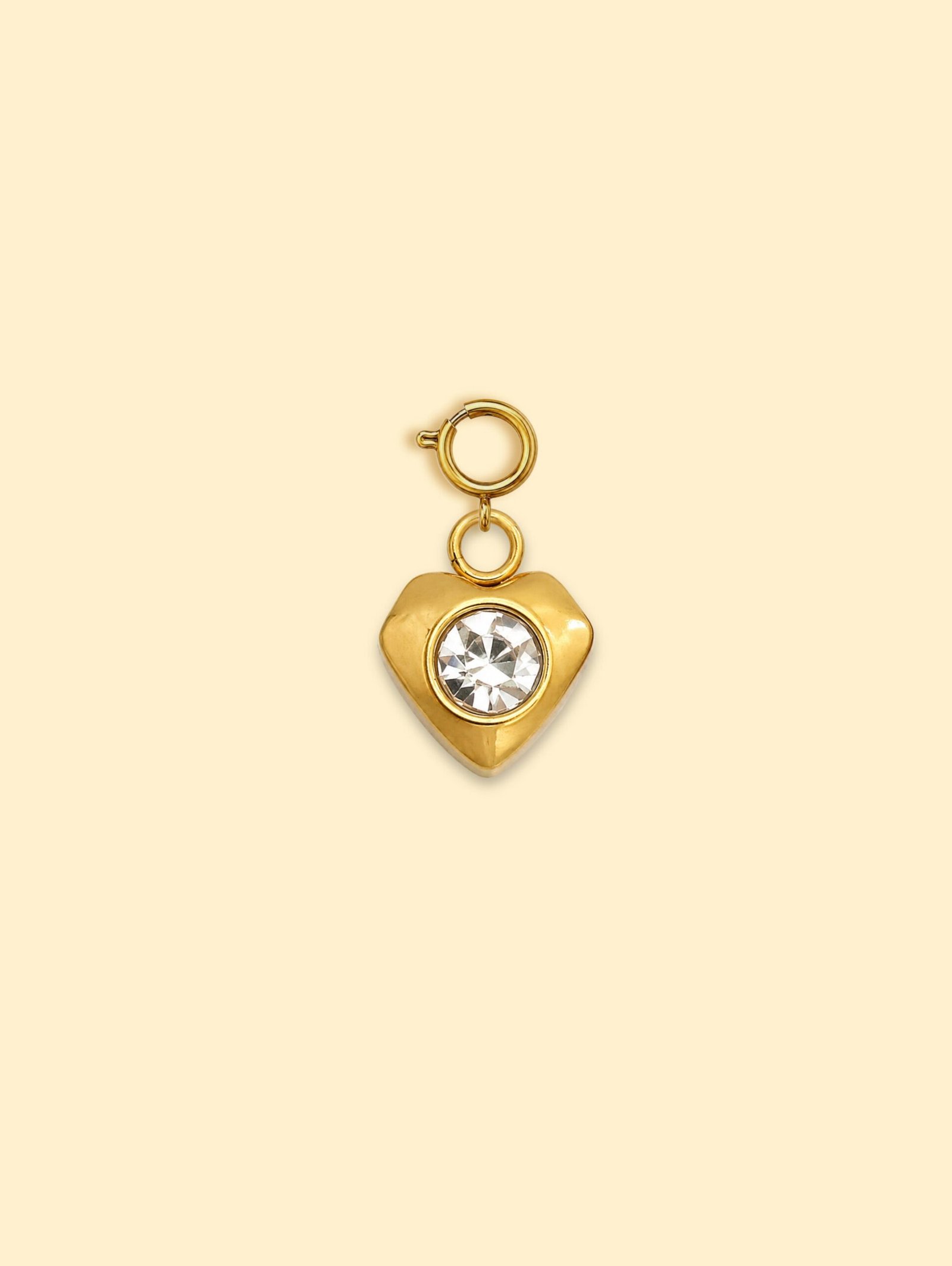 3EEA039C-9A0B-42F4-A4E3-00BA4C11AC67-2 Crystal Diamond Heart Charm 18K Gold Plated Stainless Steel - Image 1