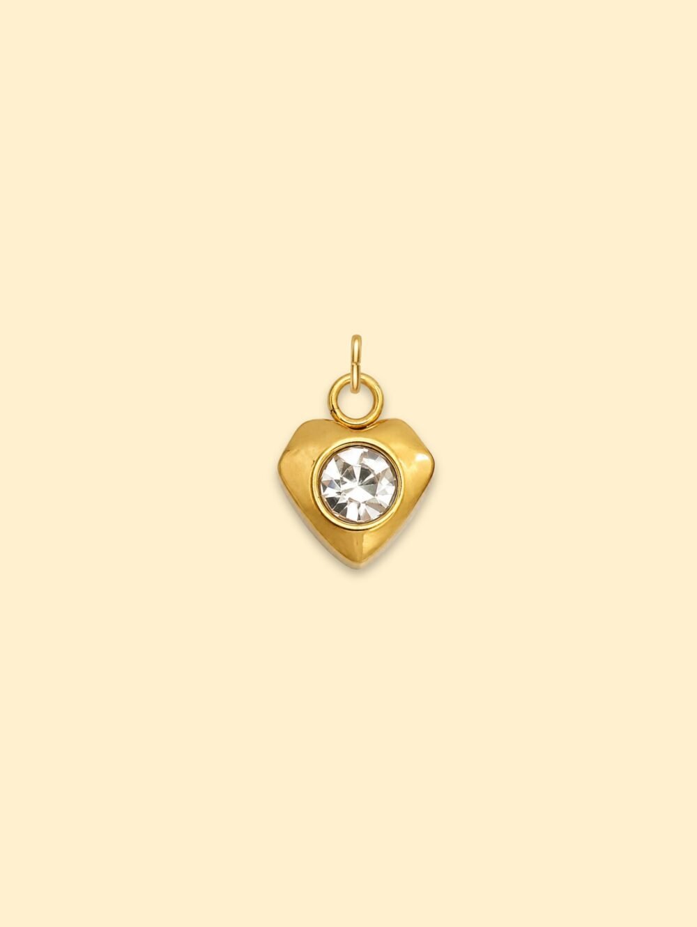 Crystal Diamond Heart Charm 18K Gold Plated Stainless Steel - Image 2