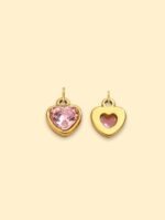 Pink Heart Crystal Charm 18K Gold Plated Stainless Steel - Image 2