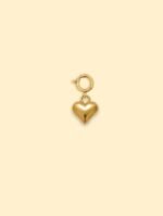 Puffy Heart Charm Pendant 18K Gold Plated Stainless Steel