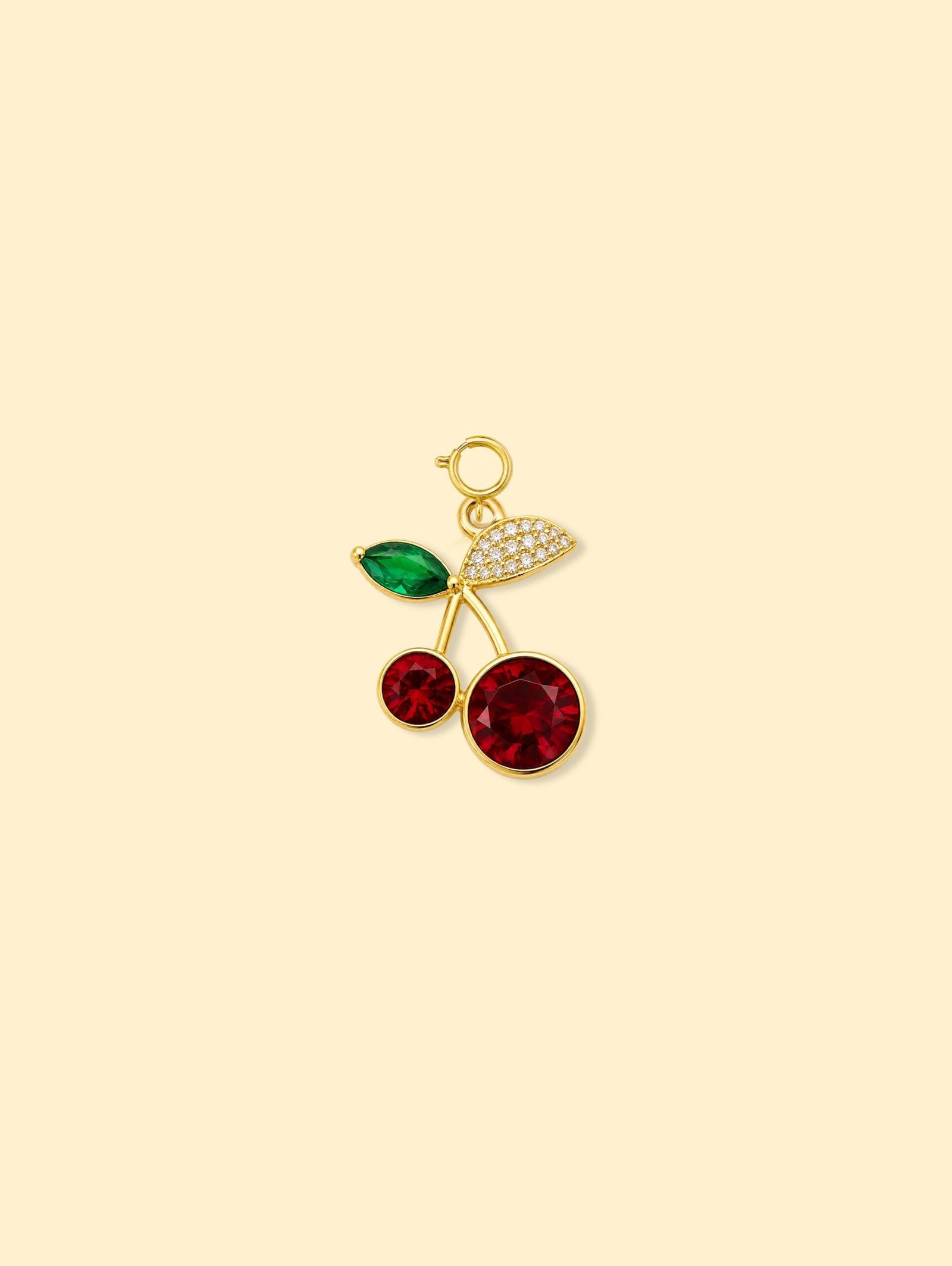5421FE30-73B1-4EEB-8B31-76F881AA3052-2 Cherry Charm Pendant 14k Gold Plated Copper - Image 1