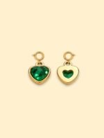 Emerald Heart Crystal Charm 18K Gold Plated Stainless Steel