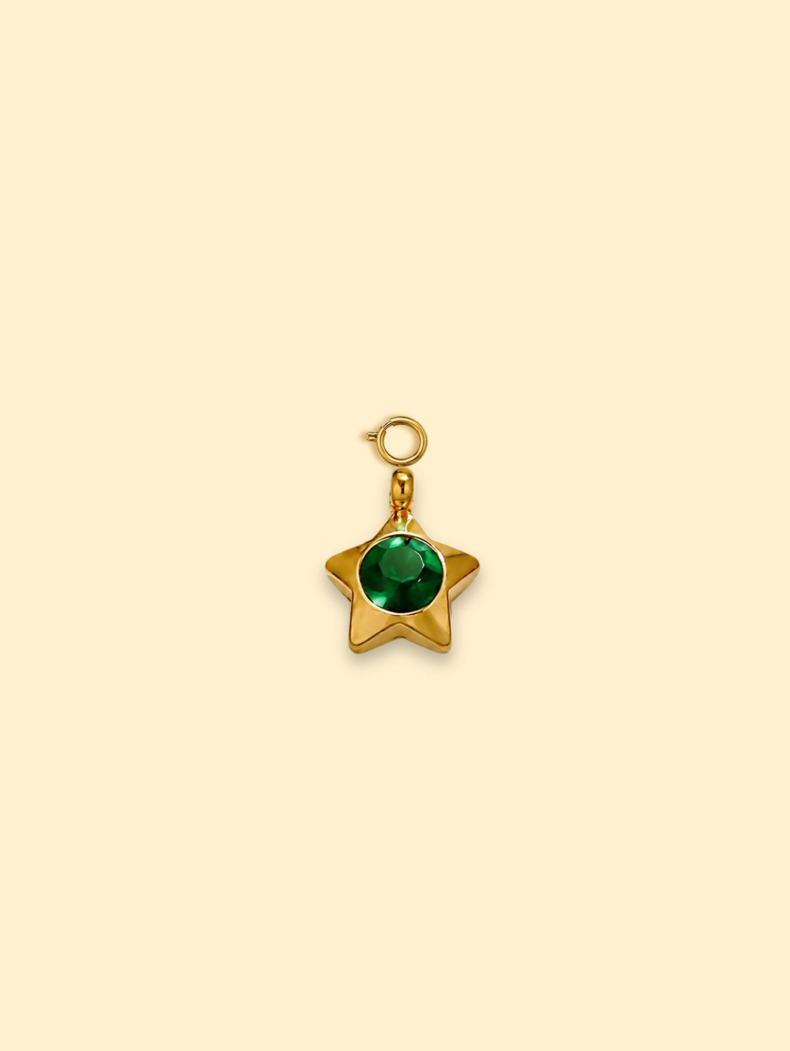 5C12112B-11B0-48C6-AB5A-F80892A5B7DC-2 Emerald Star Charm 18K Gold Plated Stainless Steel - Image 1