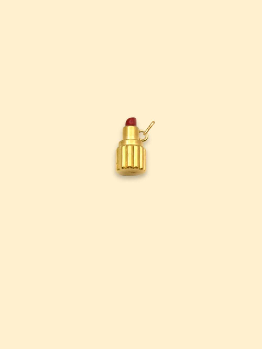 18K Gold Plated Stainless Steel Lipstick Charm Pendant. - Image 2