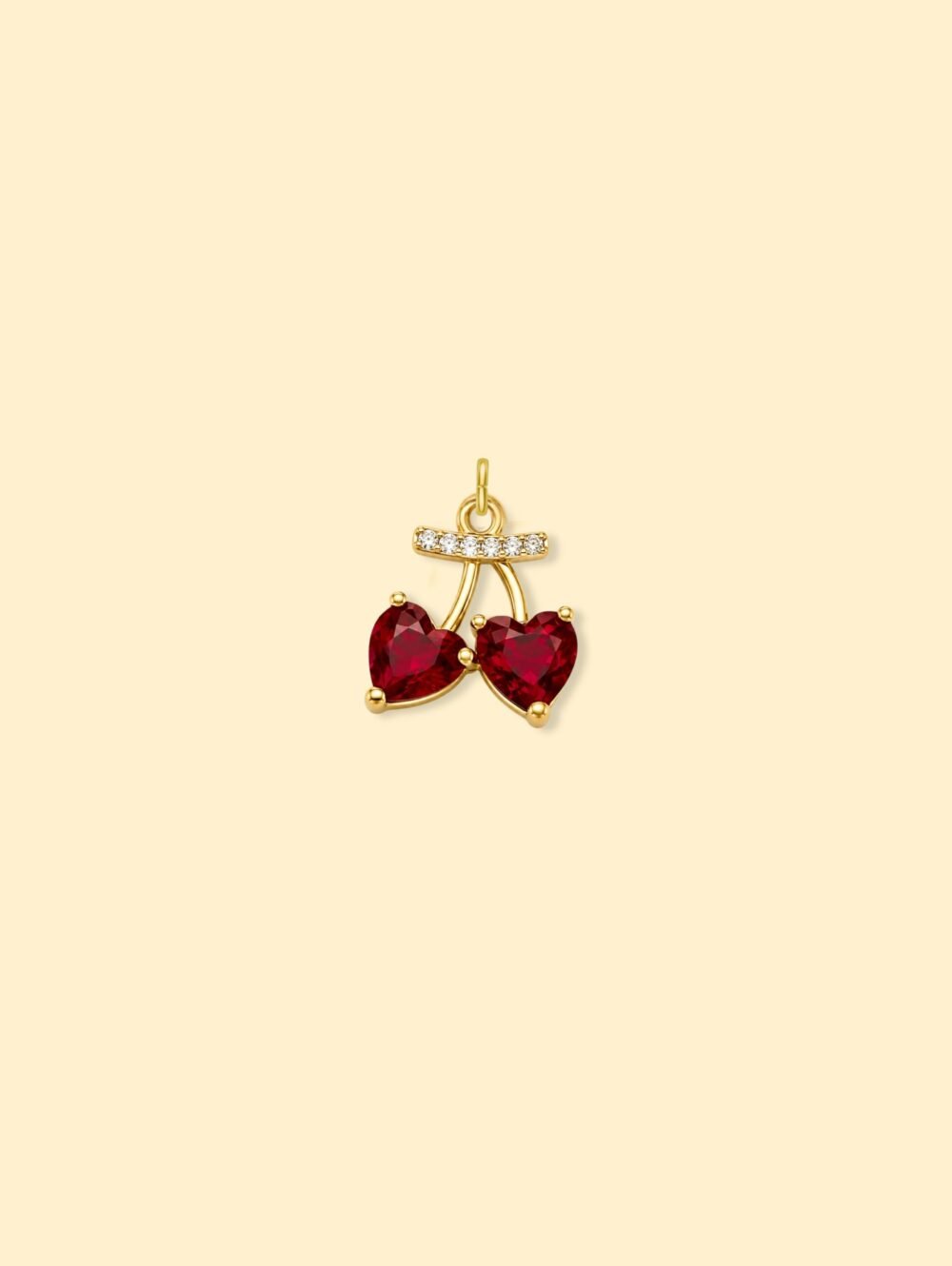 Double Cherry Charm Pendant 14k Gold Plated Copper - Image 2