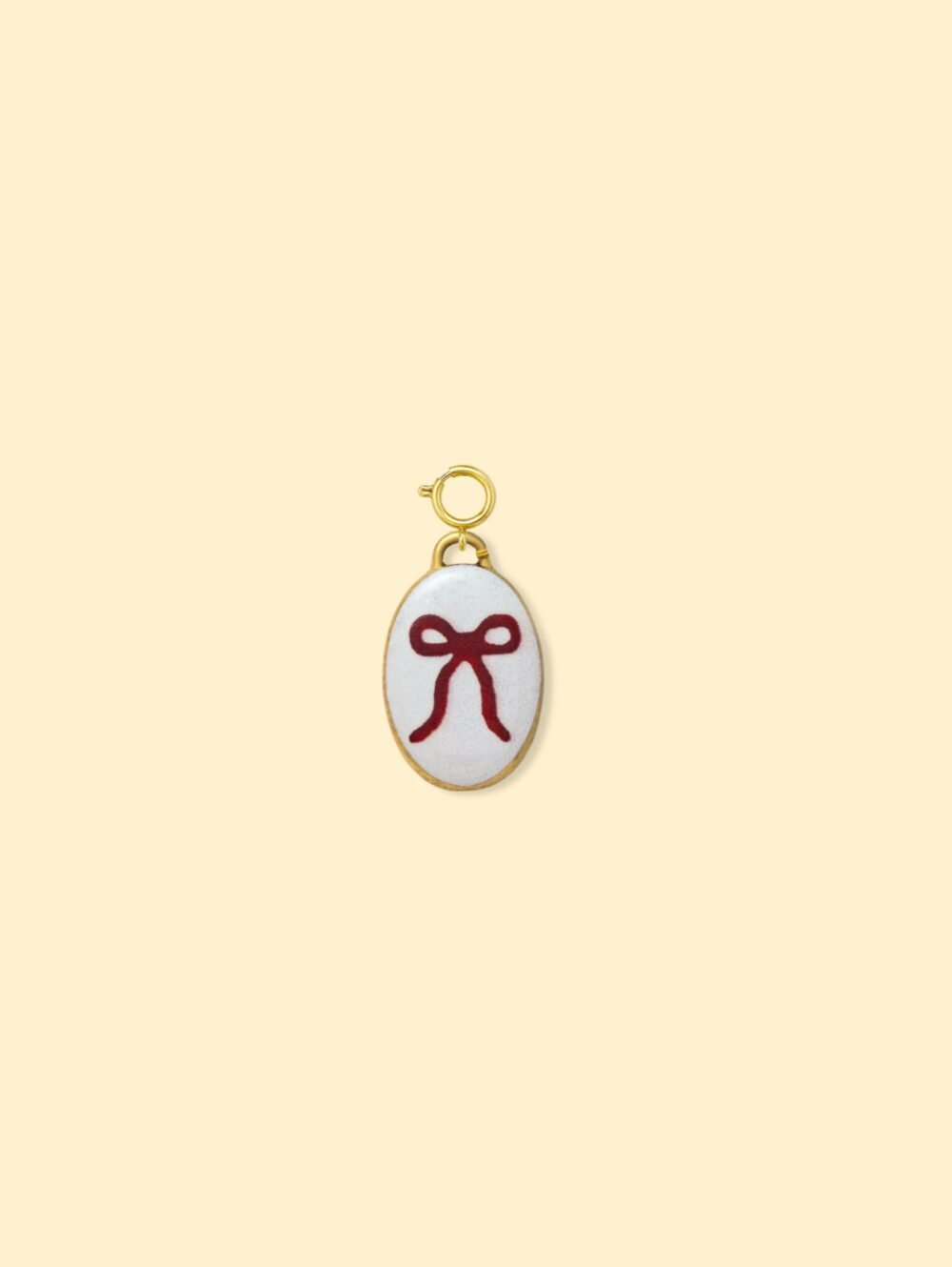 Ribbon Oval Charm Pendant 14K Gold Plated Alloy - Image 2