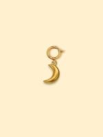 Crescent Moon Charm Pendant 18K Gold Plated Stainless Steel