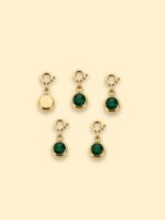 Emerald Crystal Charm 18K Gold Plated Stainless Steel