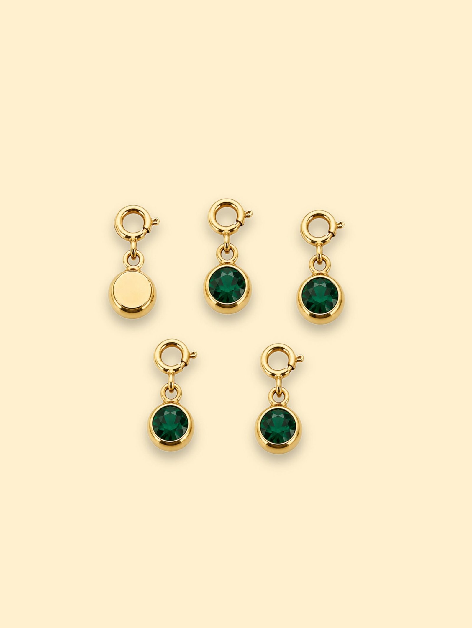 910CD01E-3CC2-4B60-B070-A5685D3F980A-2 Emerald Crystal Charm 18K Gold Plated Stainless Steel - Image 1