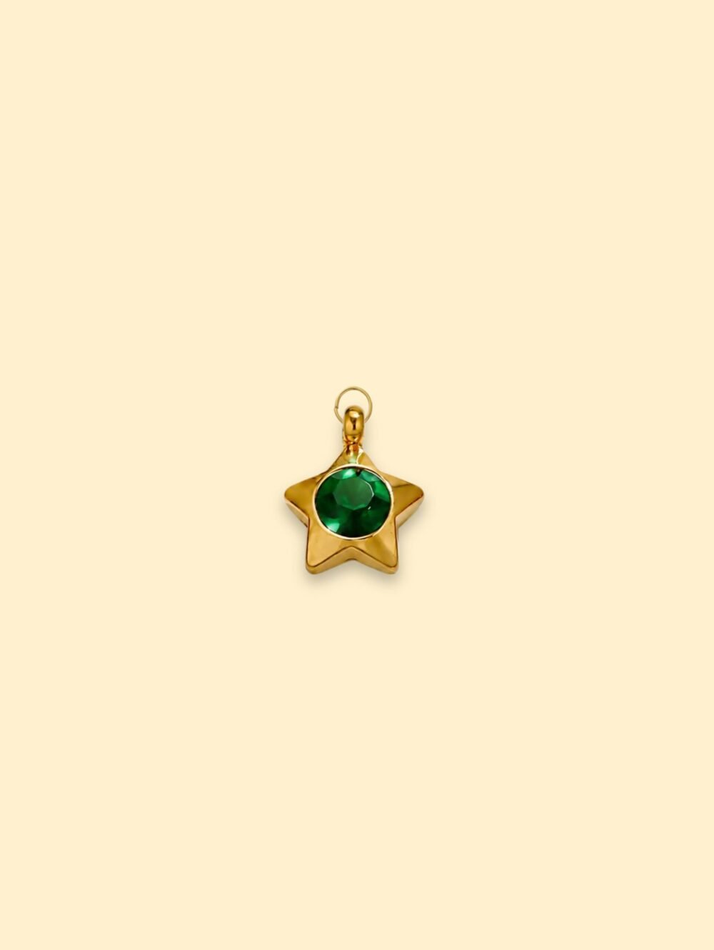 Emerald Star Charm 18K Gold Plated Stainless Steel - Image 2