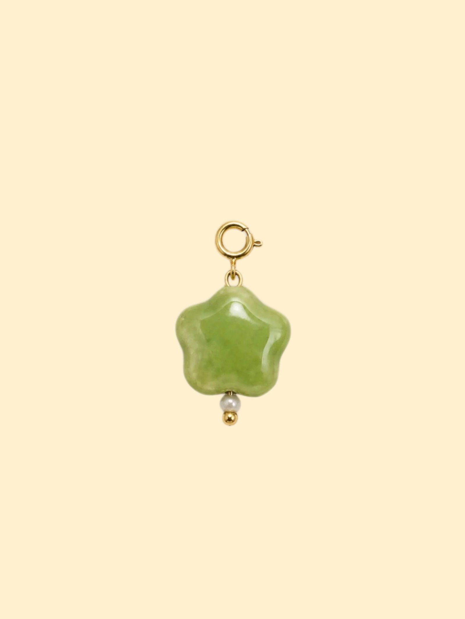 A6161D36-2CFD-42E4-A0D3-E0BD21904EB5-1 Green Cream Flower Charm (Interchangeable) - Image 1