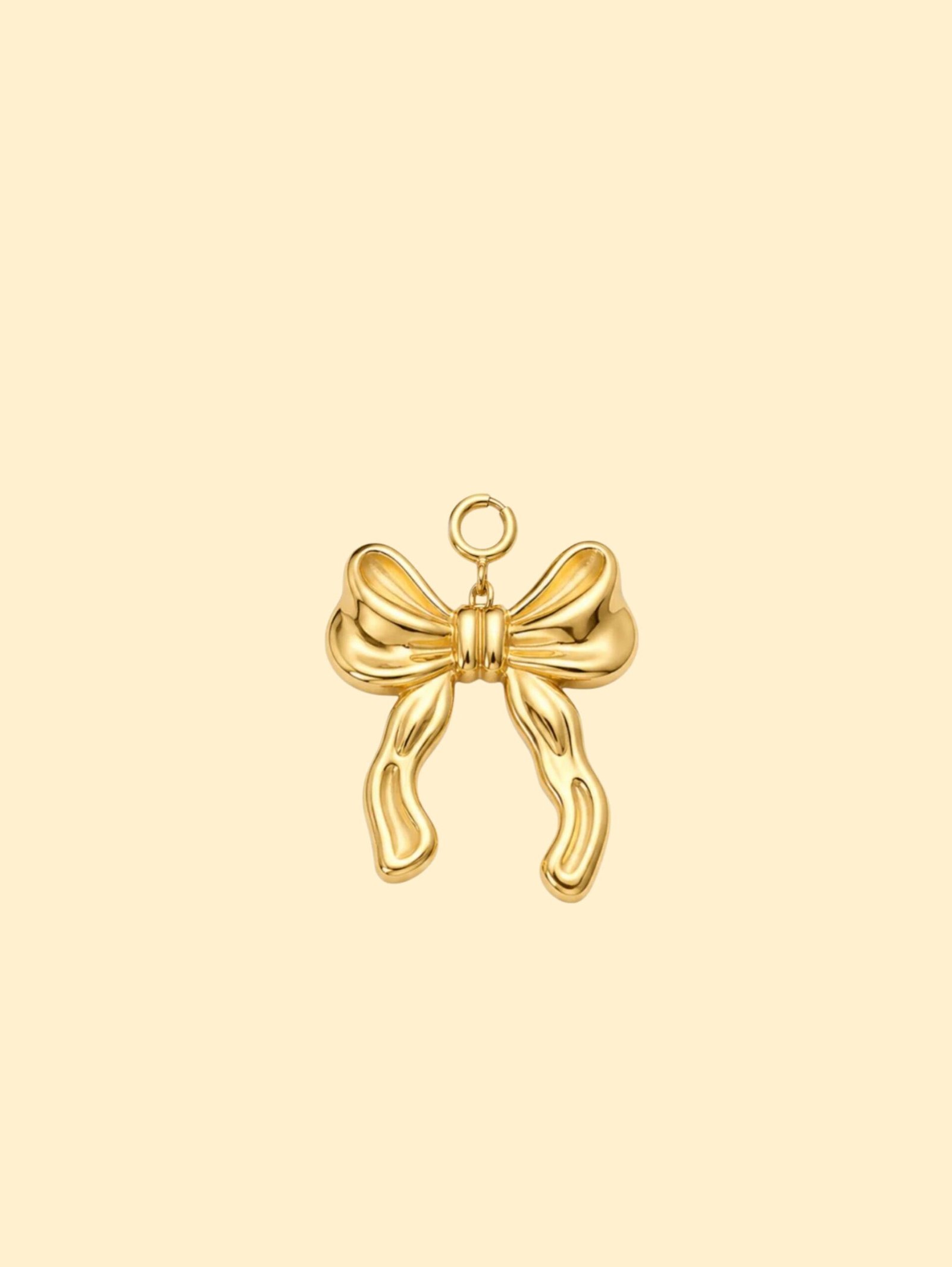 A93ED41A-5C90-4B25-92DA-C345CB59B4C5-1 Gold Bow Charm (Interchangeable) – 18k Gold plated Stainless Steel - Image 1