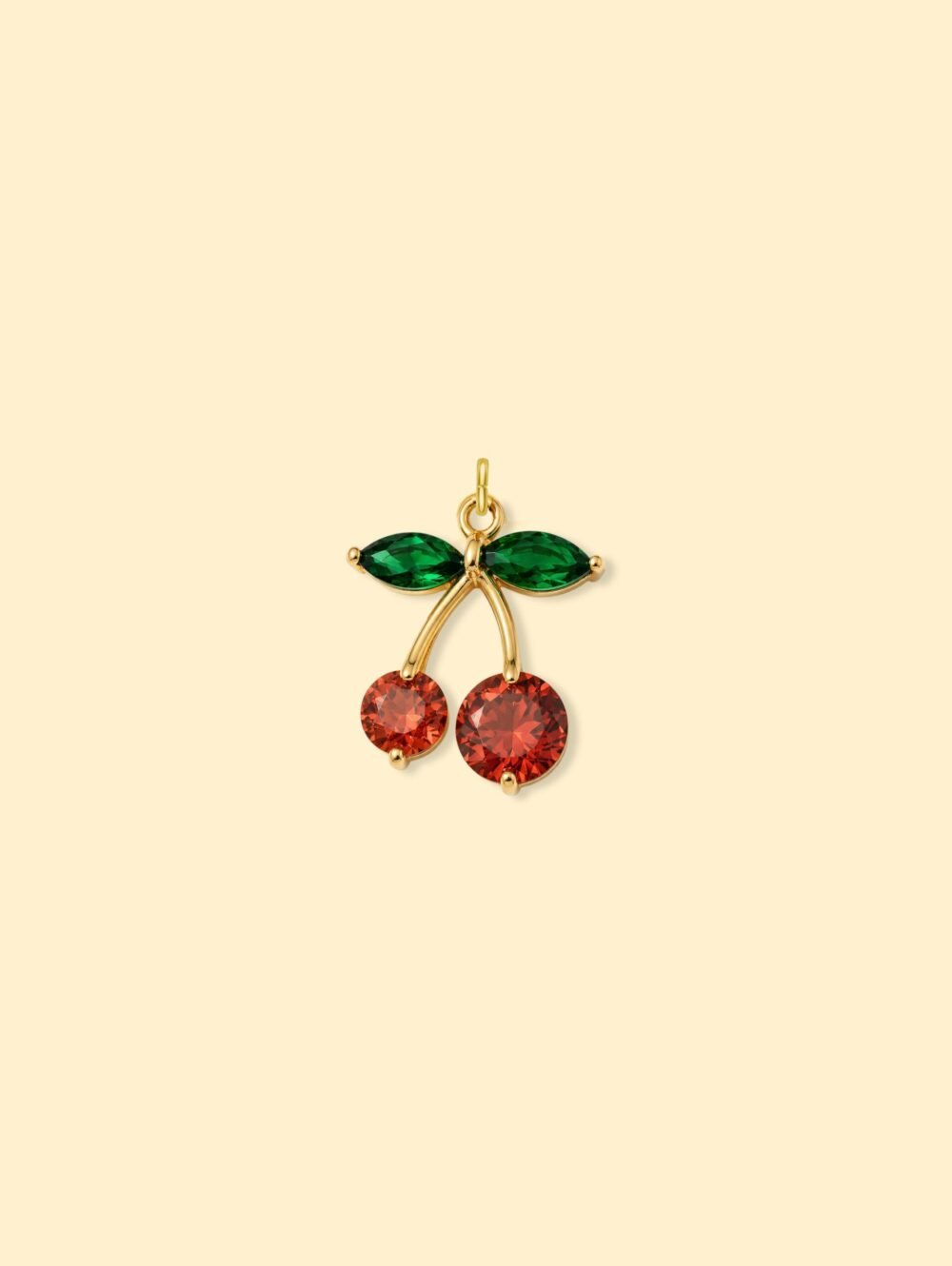 Cherry Crystal Charm Pendant 14K Gold Plated Copper - Image 2