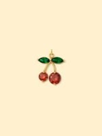 Cherry Crystal Charm Pendant 14K Gold Plated Copper - Image 2