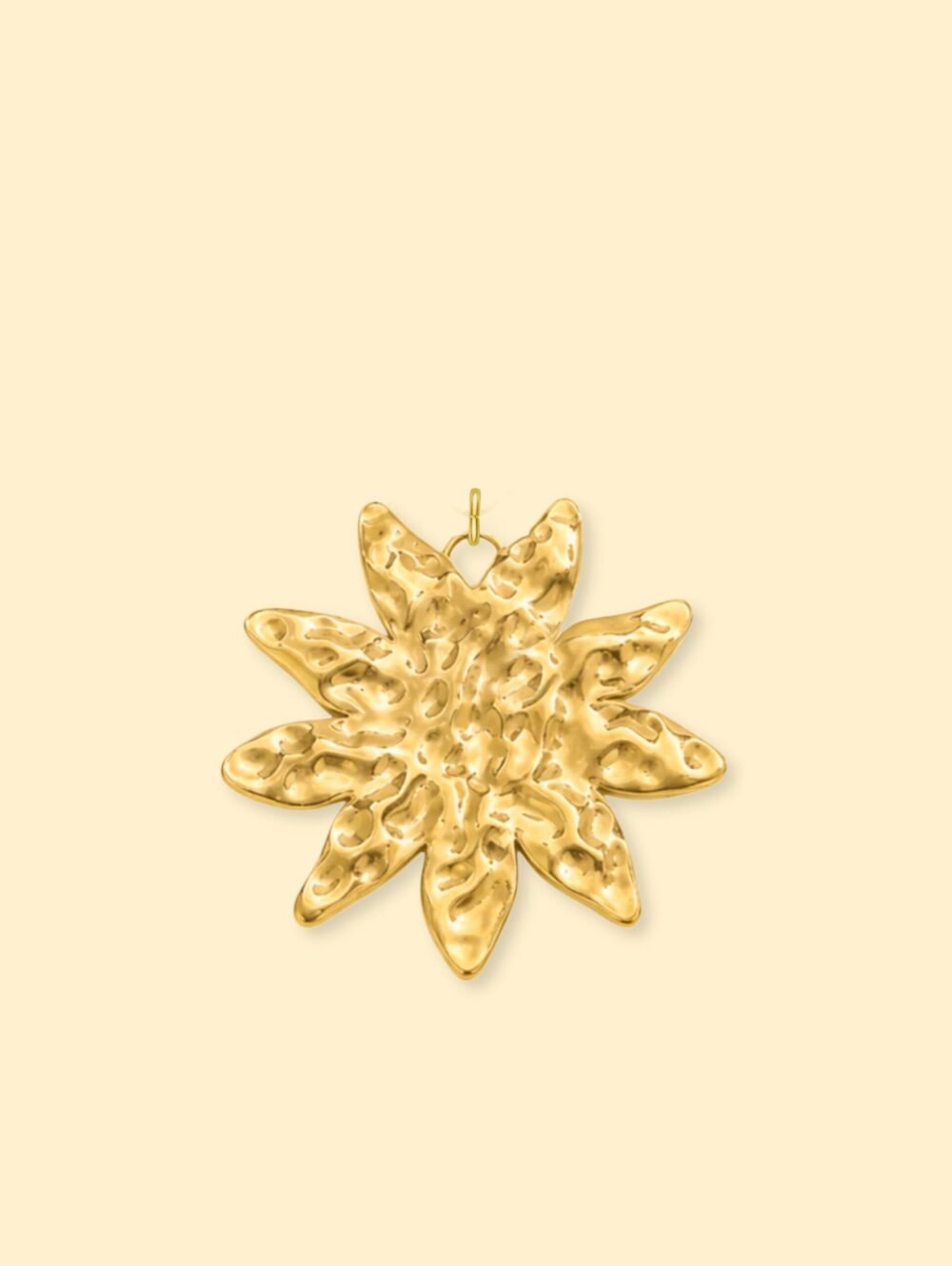 Textured Sunburst Charm (Interchangeable) – 18K Gold Plated Stainless Steel - Image 2