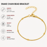 18K Gold Plated Snake Chain Bead Bracelet - Image 2