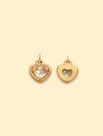 Champagne Crystal Heart Charm 18K Gold Plated Stainless Steel - Image 2