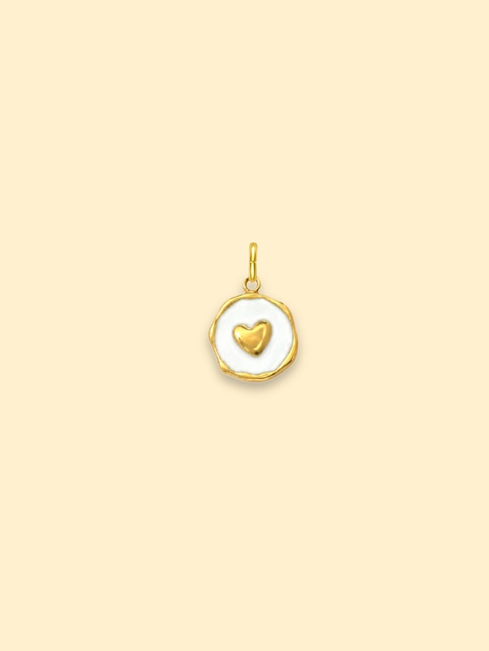 White Heart Charm (Interchangeable) – 18K Gold Plated Stainless Steel - Image 2