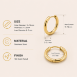 18K Gold Plated Mini Hoop Earrings (Compatible with clip-on charms) - Image 2