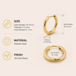 18K Gold Plated Mini Hoop Earrings (Compatible with clip-on charms) - Image 2