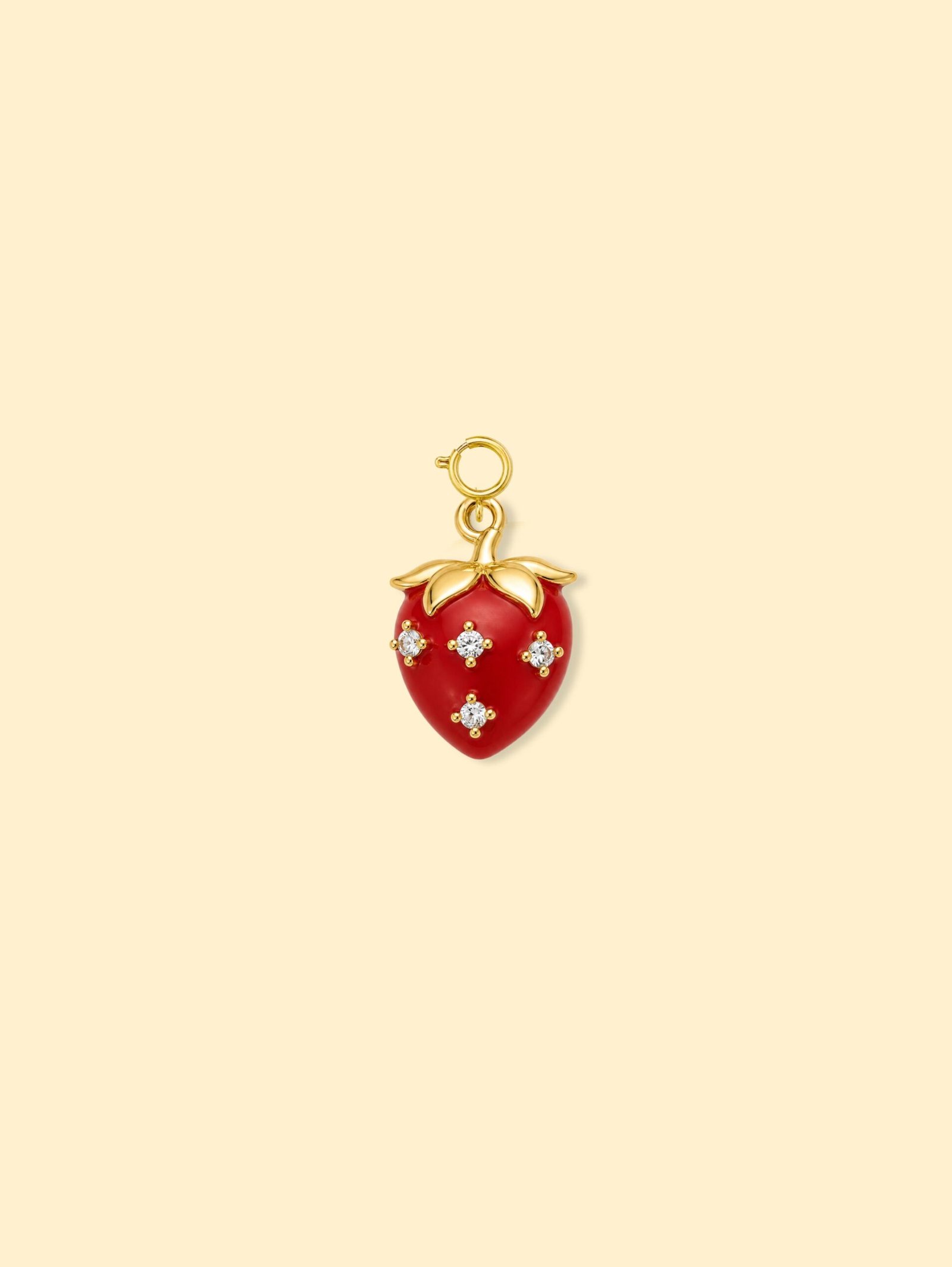 C0F536CC-6E4B-4F90-BEF6-E219321816CA-2 Strawberry Charm Pendan|14k Gold Plated Copper - Image 1