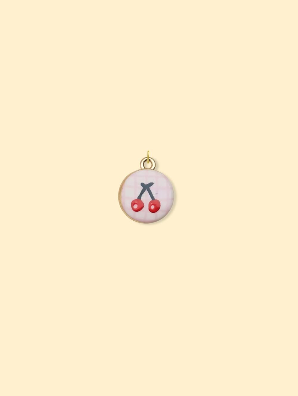 Cherry Oval Charm Pendant 14K Gold Plated Alloy. - Image 2