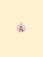 Cherry Oval Charm Pendant 14K Gold Plated Alloy. - Image 2