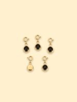 Black Crystal Charm 18K Gold Plated Stainless Steel