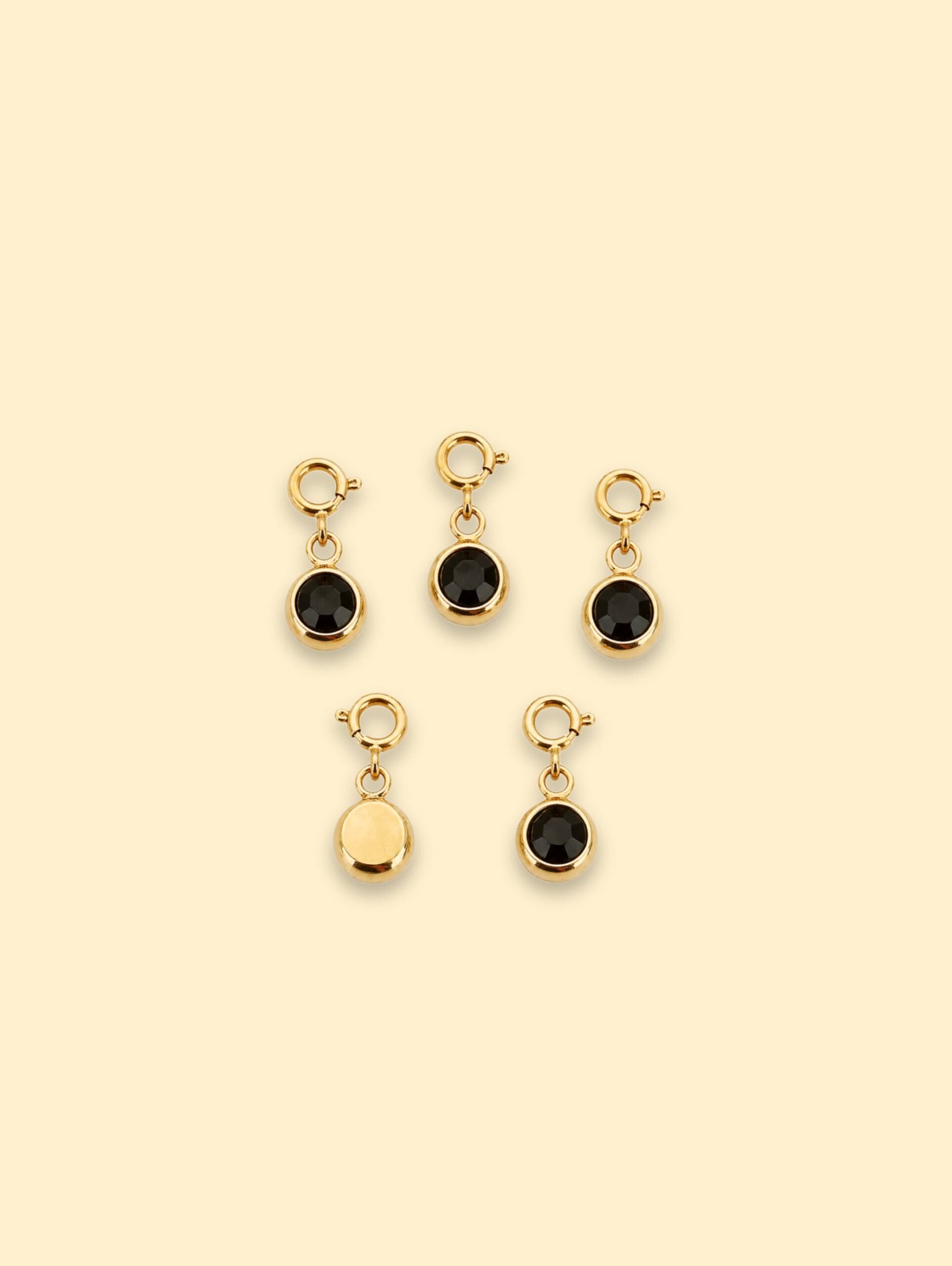 C1FB77C0-0456-4B03-83F2-5F784695D8A6-2 Black Crystal Charm 18K Gold Plated Stainless Steel - Image 1