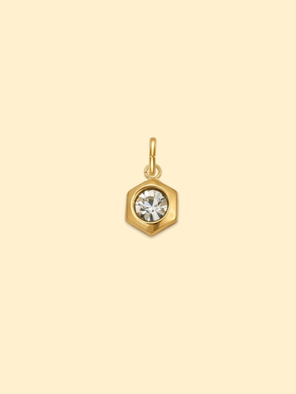 Crystal Hexagon Charm 18K Gold Plated Stainless Steel - Image 2