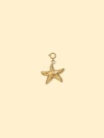 18K Gold Plated Textured Starfish Charm Pendant Stainless Steel Anti Tarnish