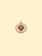 18K Gold Plated Sacred Heart Coin Charm Pendant Stainless Steel Anti Tarnish - Image 2