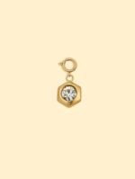 Crystal Hexagon Charm 18K Gold Plated Stainless Steel