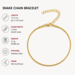 18K Gold Plated Snake Chain Bracelet - Image 2