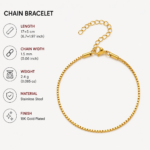 18K Gold Plated Box Chain Bracelet - Image 2