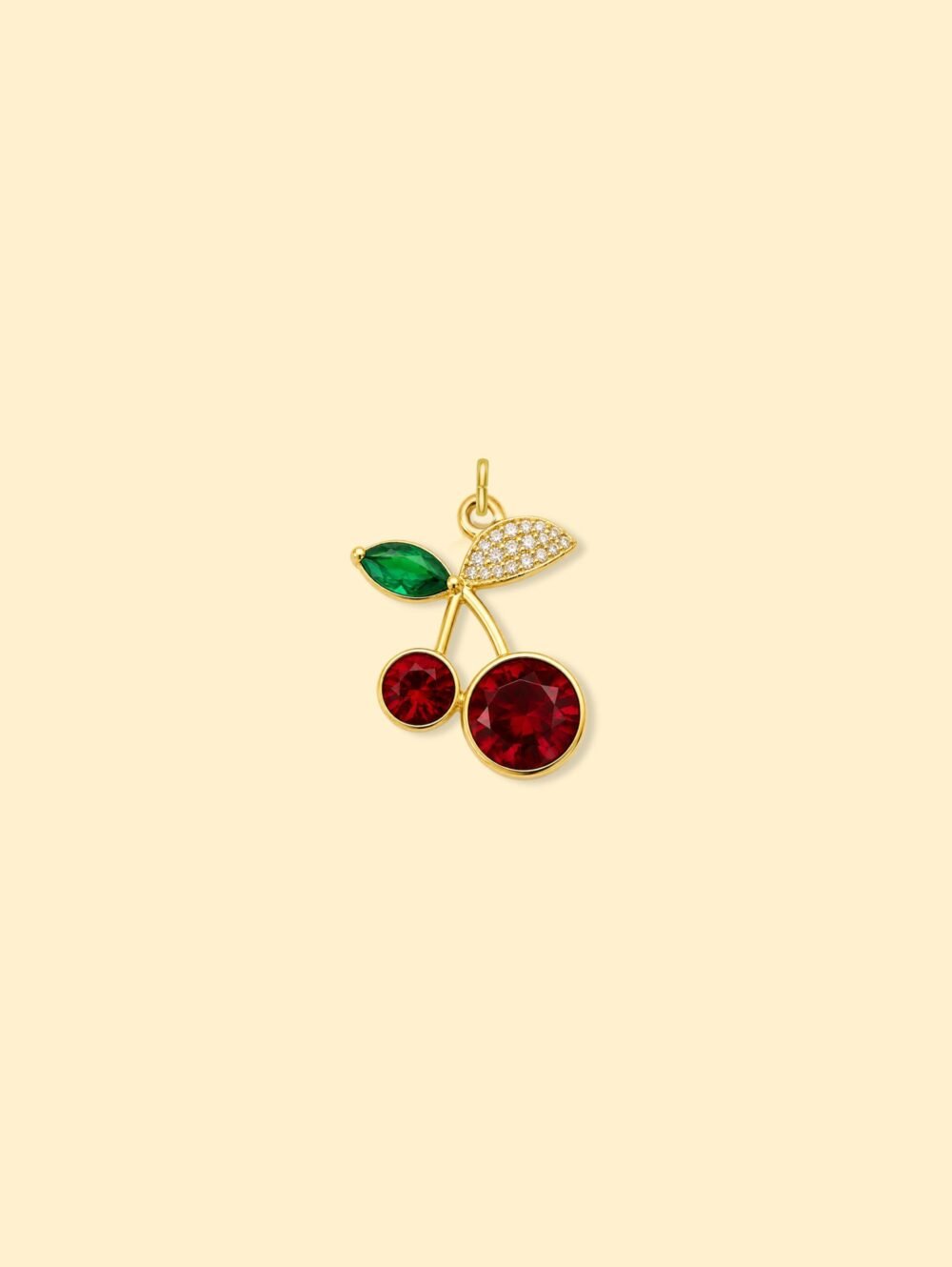 Cherry Charm Pendant 14k Gold Plated Copper - Image 2