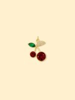 Cherry Charm Pendant 14k Gold Plated Copper - Image 2