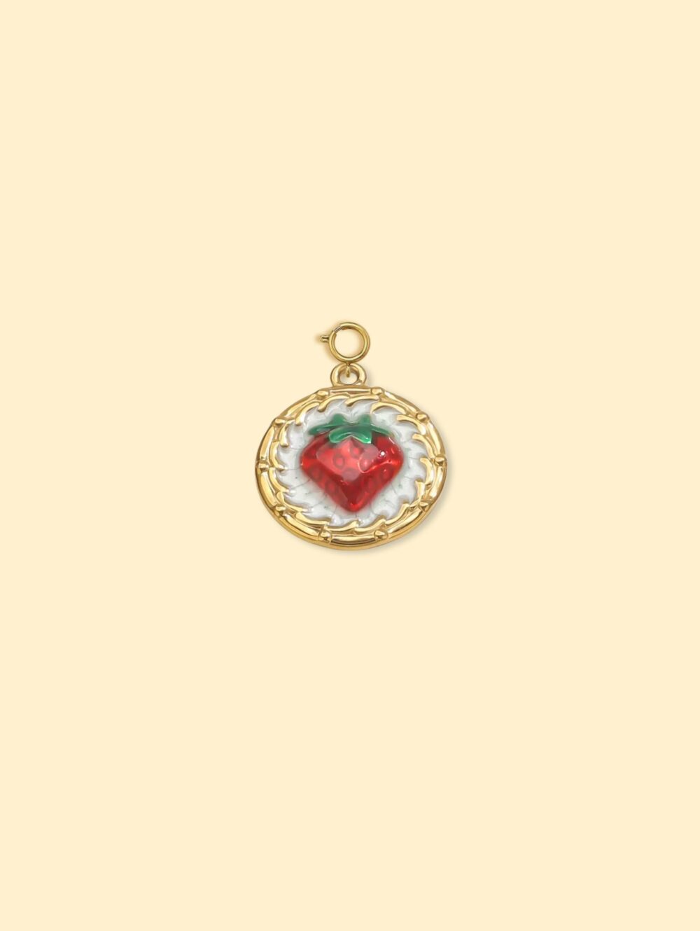 18K Gold Plated Sacred Heart Coin Charm Pendant Stainless Steel Anti Tarnish