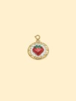 18K Gold Plated Sacred Heart Coin Charm Pendant Stainless Steel Anti Tarnish