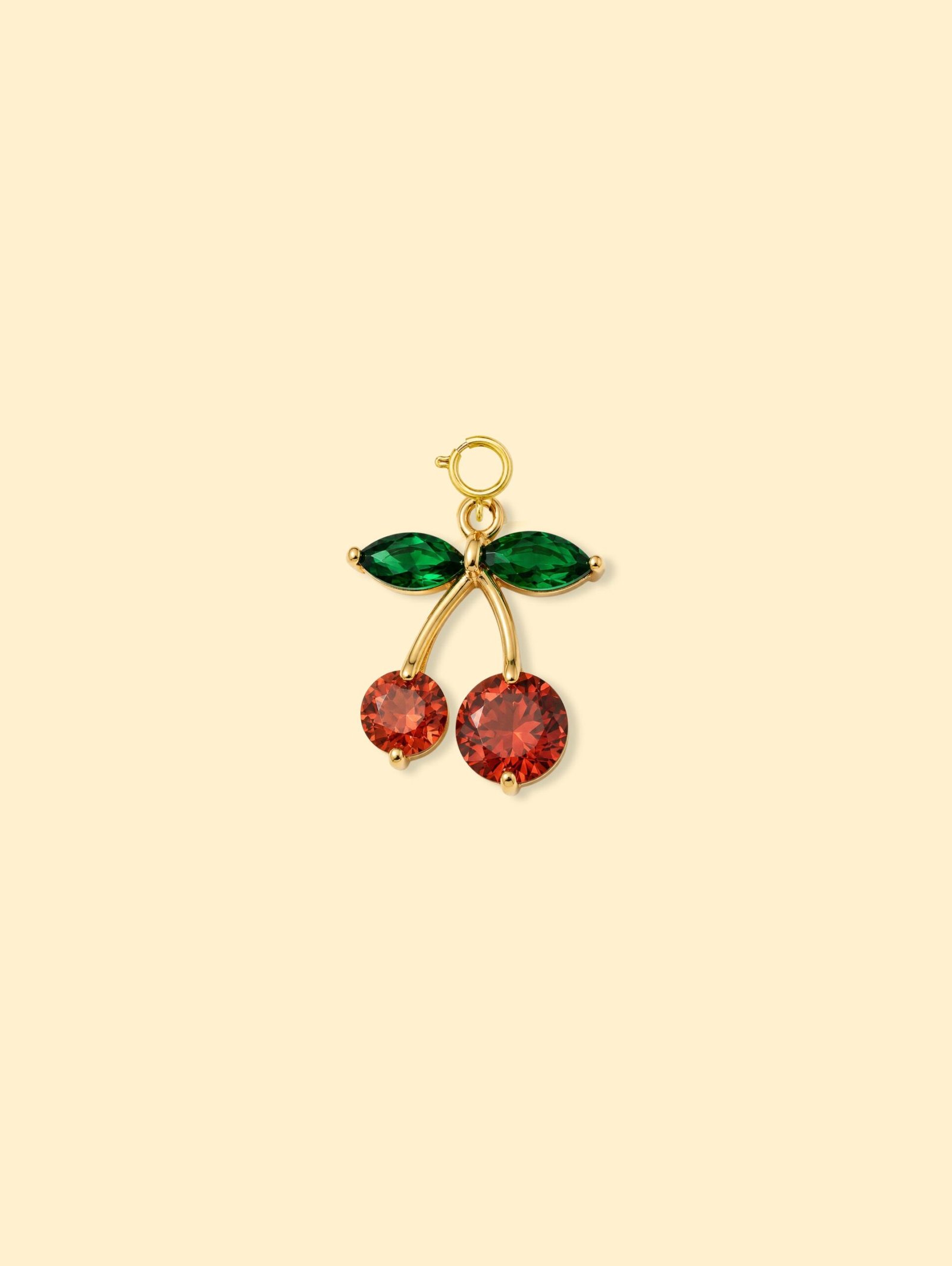 FF5405FC-7D58-40EF-96C4-531F1743634D-2 Cherry Crystal Charm Pendant 14K Gold Plated Copper - Image 1
